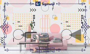 کاغذ دیواری مدرن طرح هندسی و گرافیکی