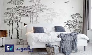 کاغذدیواری های سیاه و سفید در اتاق خواب